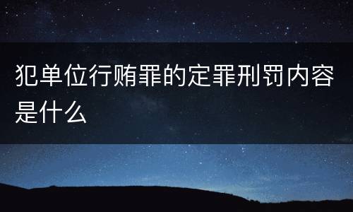 犯单位行贿罪的定罪刑罚内容是什么