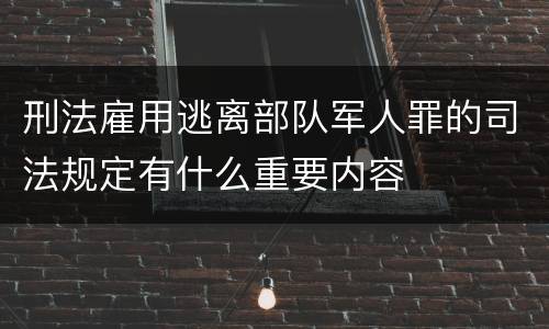 刑法雇用逃离部队军人罪的司法规定有什么重要内容