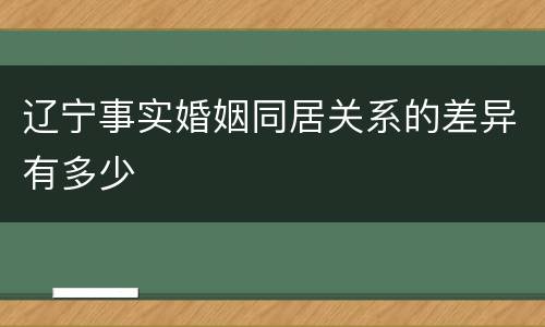 辽宁事实婚姻同居关系的差异有多少