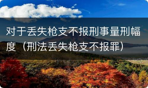 对于丢失枪支不报刑事量刑幅度（刑法丢失枪支不报罪）
