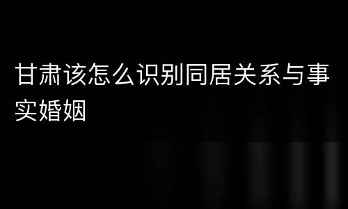 甘肃该怎么识别同居关系与事实婚姻