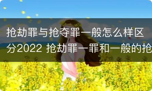 抢劫罪与抢夺罪一般怎么样区分2022 抢劫罪一罪和一般的抢劫罪