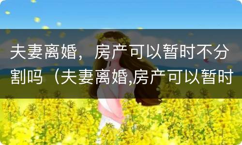 夫妻离婚，房产可以暂时不分割吗（夫妻离婚,房产可以暂时不分割吗怎么办）