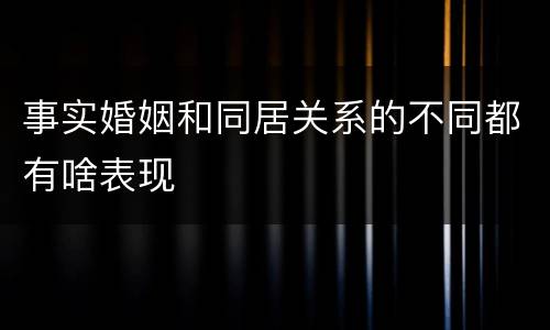 事实婚姻和同居关系的不同都有啥表现