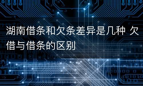湖南借条和欠条差异是几种 欠借与借条的区别
