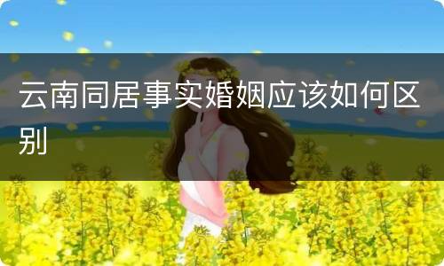 云南同居事实婚姻应该如何区别