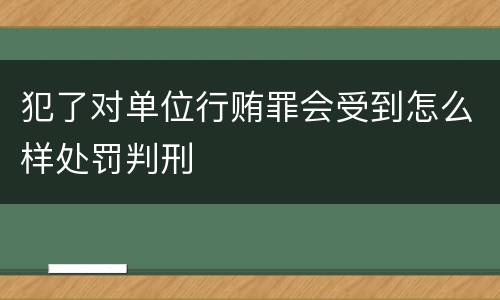犯了对单位行贿罪会受到怎么样处罚判刑