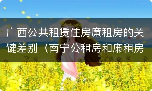 广西公共租赁住房廉租房的关键差别（南宁公租房和廉租房）