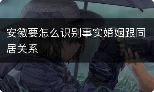 安徽要怎么识别事实婚姻跟同居关系