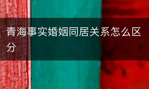 青海事实婚姻同居关系怎么区分