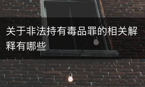 关于非法持有毒品罪的相关解释有哪些