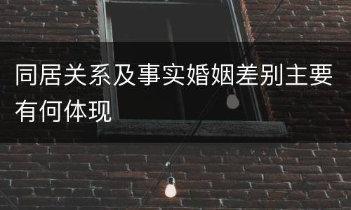 同居关系及事实婚姻差别主要有何体现