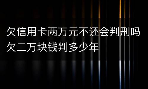 欠信用卡两万元不还会判刑吗欠二万块钱判多少年