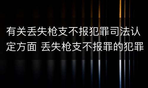 有关丢失枪支不报犯罪司法认定方面 丢失枪支不报罪的犯罪主体
