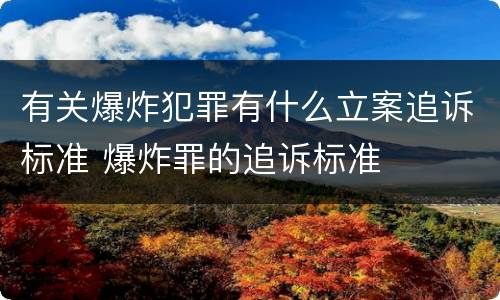 有关爆炸犯罪有什么立案追诉标准 爆炸罪的追诉标准