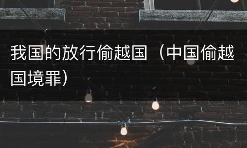 我国的放行偷越国（中国偷越国境罪）