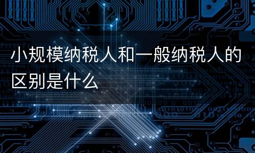 小规模纳税人和一般纳税人的区别是什么