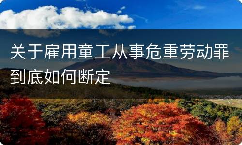 关于雇用童工从事危重劳动罪到底如何断定