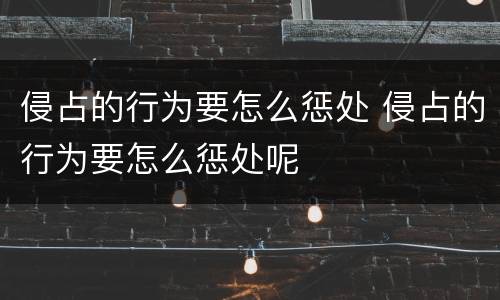 侵占的行为要怎么惩处 侵占的行为要怎么惩处呢