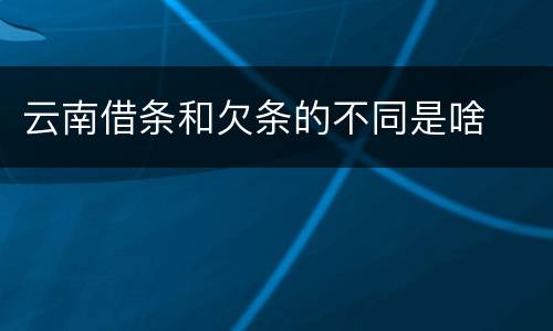 云南借条和欠条的不同是啥