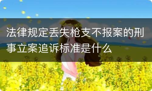 法律规定丢失枪支不报案的刑事立案追诉标准是什么