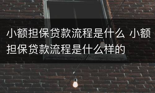 小额担保贷款流程是什么 小额担保贷款流程是什么样的