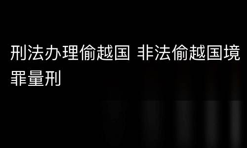 刑法办理偷越国 非法偷越国境罪量刑
