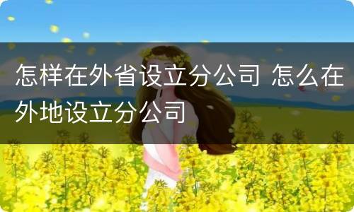 怎样在外省设立分公司 怎么在外地设立分公司