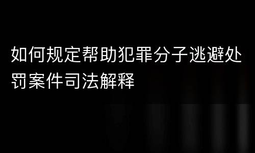 如何规定帮助犯罪分子逃避处罚案件司法解释