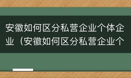 安徽如何区分私营企业个体企业（安徽如何区分私营企业个体企业和公司）