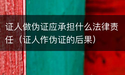 证人做伪证应承担什么法律责任（证人作伪证的后果）