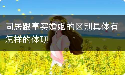 同居跟事实婚姻的区别具体有怎样的体现