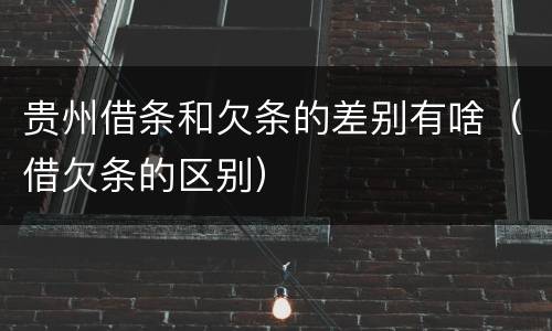 贵州借条和欠条的差别有啥（借欠条的区别）