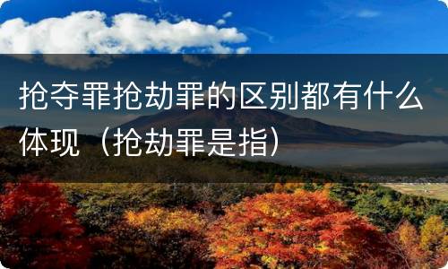 抢夺罪抢劫罪的区别都有什么体现（抢劫罪是指）