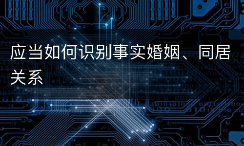 应当如何识别事实婚姻、同居关系