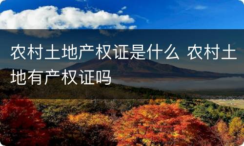农村土地产权证是什么 农村土地有产权证吗