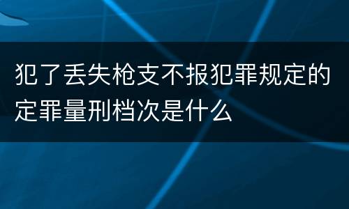 犯了丢失枪支不报犯罪规定的定罪量刑档次是什么