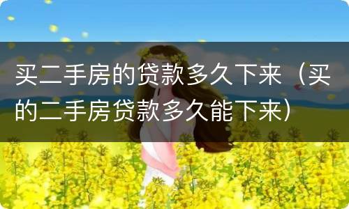 买二手房的贷款多久下来（买的二手房贷款多久能下来）