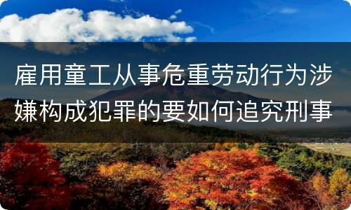 雇用童工从事危重劳动行为涉嫌构成犯罪的要如何追究刑事责任
