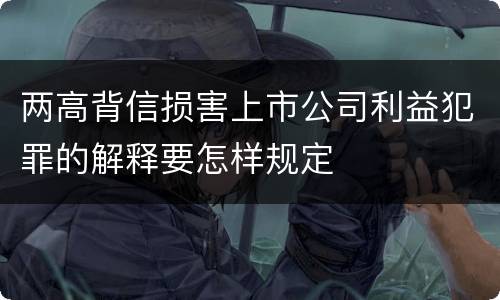 两高背信损害上市公司利益犯罪的解释要怎样规定