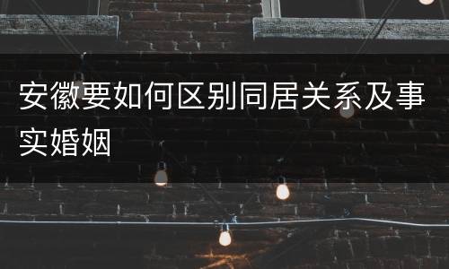 安徽要如何区别同居关系及事实婚姻