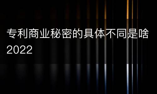 专利商业秘密的具体不同是啥2022