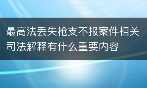 最高法丢失枪支不报案件相关司法解释有什么重要内容