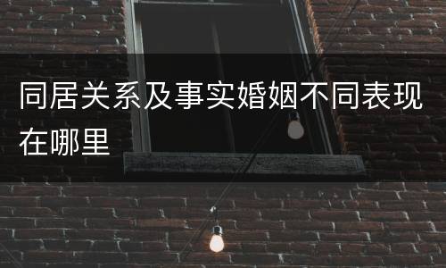 同居关系及事实婚姻不同表现在哪里