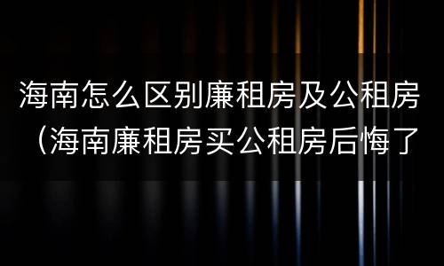 海南怎么区别廉租房及公租房（海南廉租房买公租房后悔了）