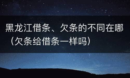 黑龙江借条、欠条的不同在哪（欠条给借条一样吗）