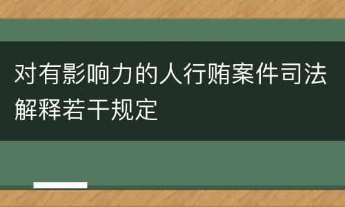 对有影响力的人行贿案件司法解释若干规定