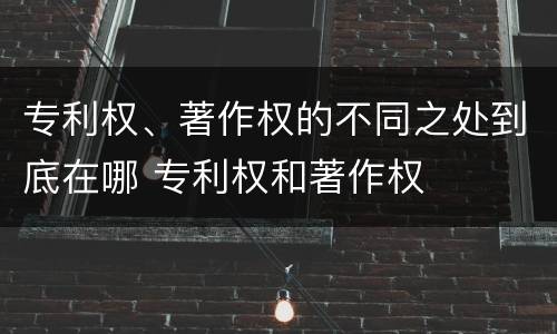专利权、著作权的不同之处到底在哪 专利权和著作权