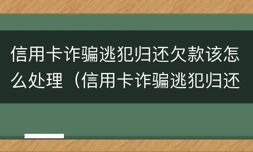 信用卡诈骗逃犯归还欠款该怎么处理（信用卡诈骗逃犯归还欠款该怎么处理呢）