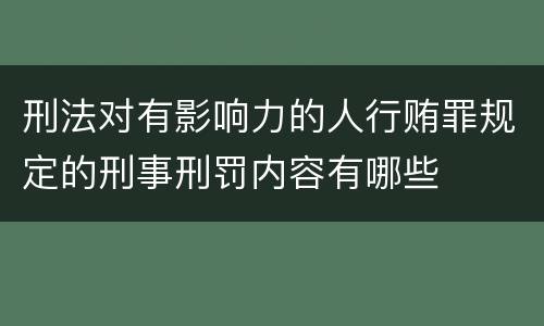 刑法对有影响力的人行贿罪规定的刑事刑罚内容有哪些